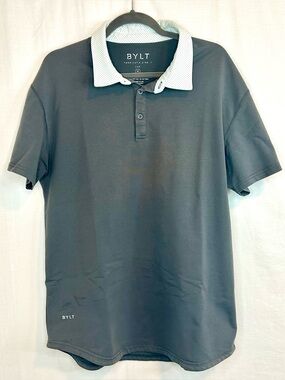 BYLT Drop Cut Polo Shirt Mens Size XL Green Polka Dot Lux Golf Short Sleeve
